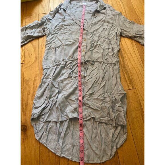 Glam women's striped Button-Down Drawstring Waist Tunic Shirt size large - Picture 5 of 8